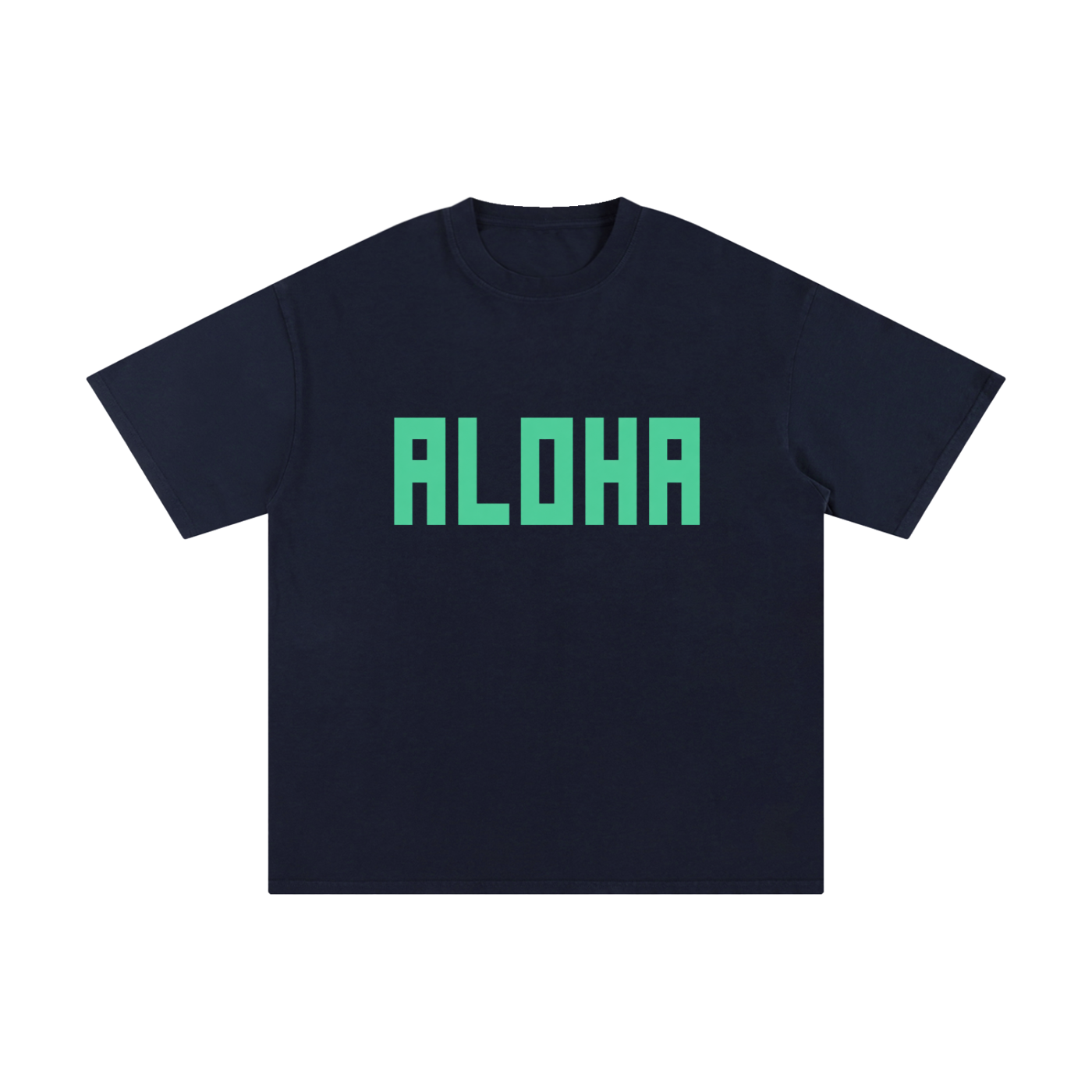 BLOCK ALOHA TEE IN NAVY