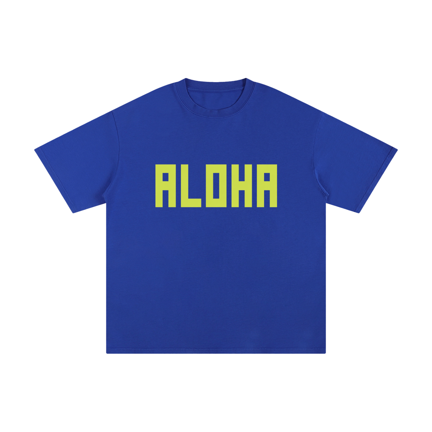 BLOCK ALOHA TEE IN COBALT BLUE