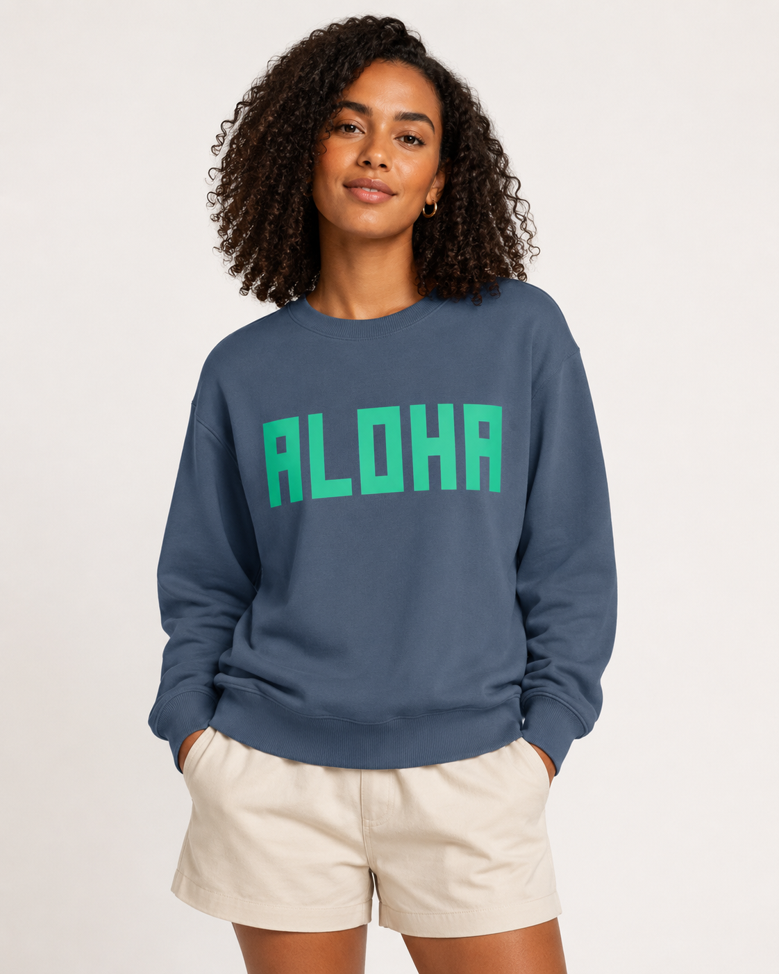 BLOCK ALOHA SWEATSHIRT IN INK BLUE