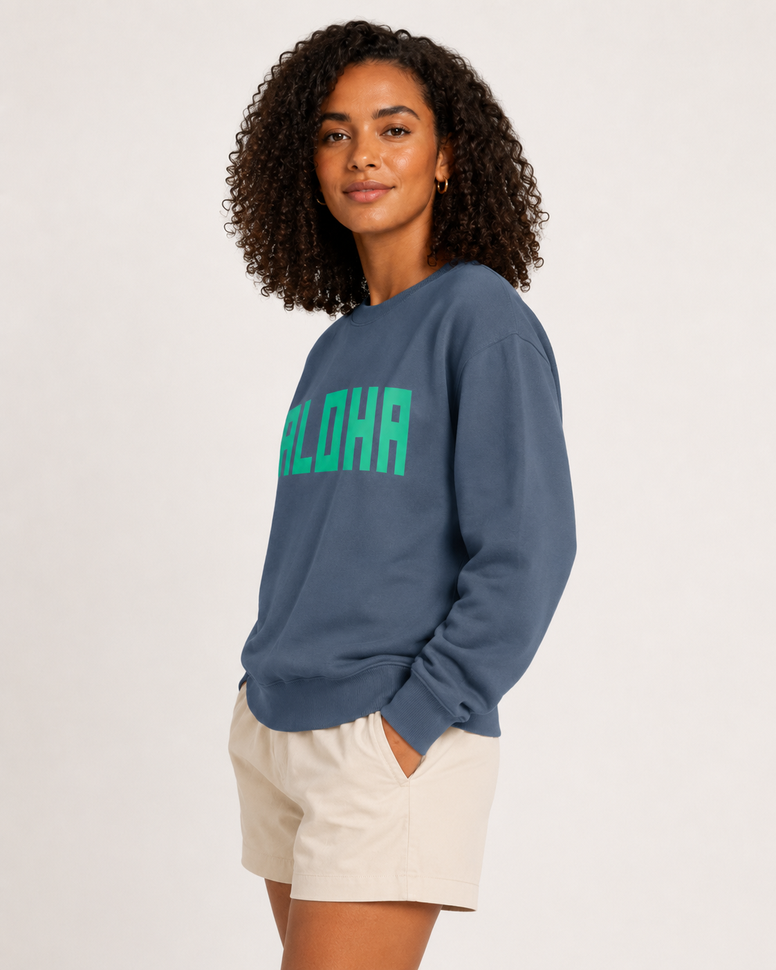 BLOCK ALOHA SWEATSHIRT IN INK BLUE