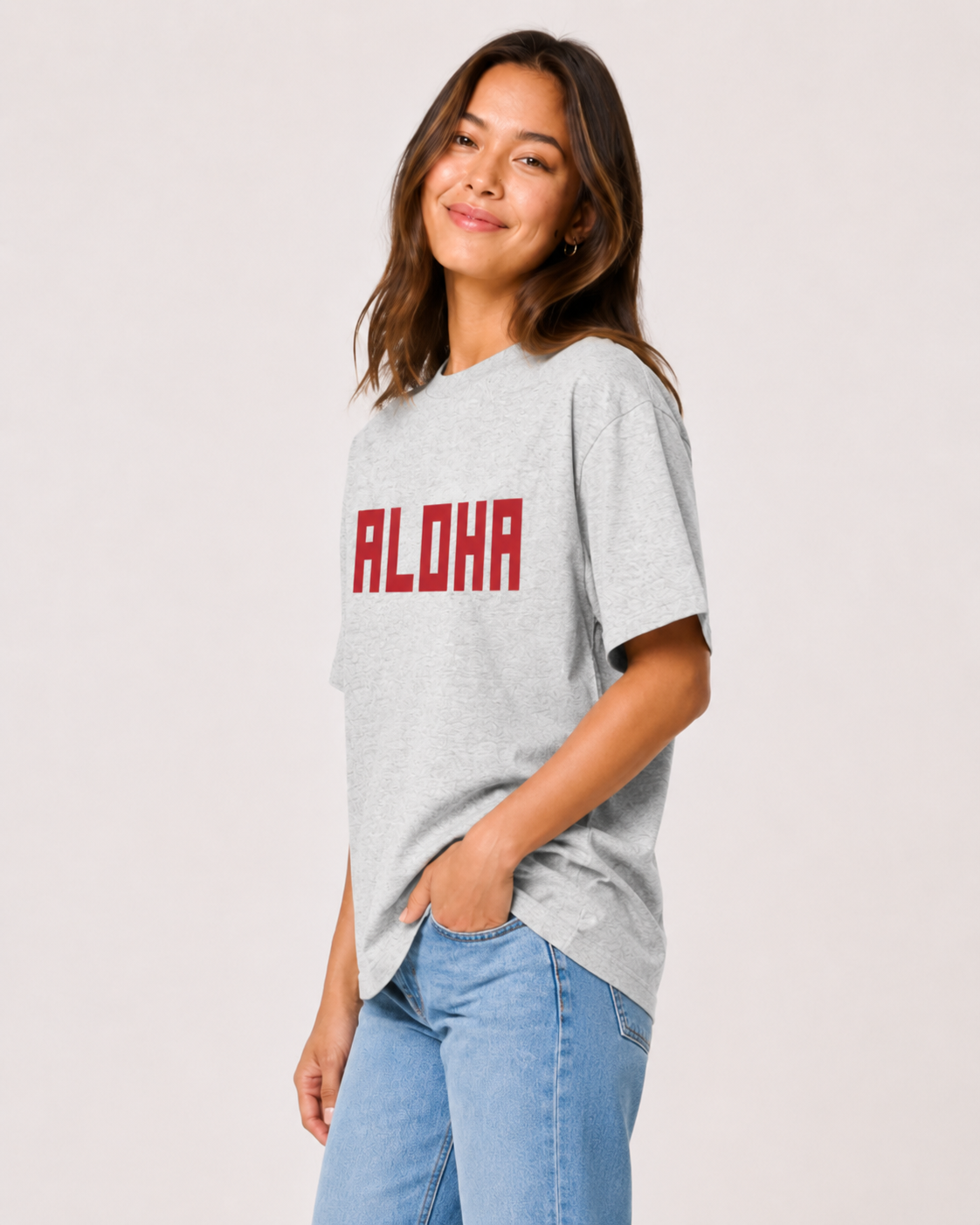 BLOCK ALOHA TEE IN GREY